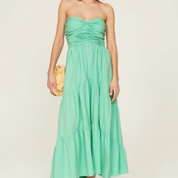 Cinq à Sept Strapless Green/Blue Dress - Picture 1 of 5